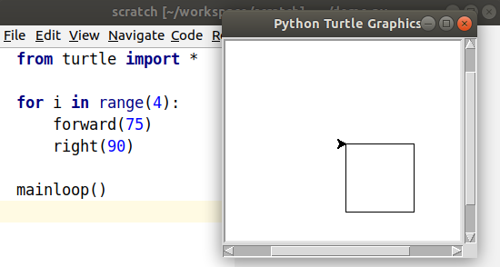 running the turtle code in a window